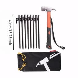 8Pcs Tent Pegs Beach Tent Stakes Heavy Duty Unbreakable Tent Pegs with Storage Bag & Hammer for Outdoor Camping