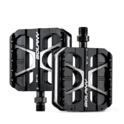 Aluminum Mtb Platform Pedals 3 Bearings Nonslip Lightweight Wide Black Bicycle Pedals with Light for MTB Road Touring Bicycle