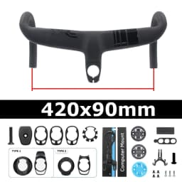 Full Carbon Fiber Bicycle Cockpit, Road Bike Internal Cable Integrated Handlebar Di2 With Mount & Spacer, Clip Diameter 28.6mm