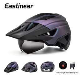Eastinear LED Bicycle Helmet Sun Goggles Sun Visor Rechargeable LED Tail Lights Men's Outdoor Sports MTB Bicycle Equipment