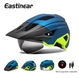 Eastinear LED Bicycle Helmet Sun Goggles Sun Visor Rechargeable LED Tail Lights Men's Outdoor Sports MTB Bicycle Equipment