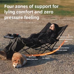 Blackdog Outdoor Folding Recliner Fishing Chair With Cotton Pillow Nap Chair Home Leisure Lazy Chair Portable Storage Camping