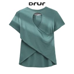 DRUR Gym Tops Women Lightweight Sweatshirt Summer Short Sleeve Quick Dry Fitness Running Tshirt Back Cross Hollow Yoga Wear New