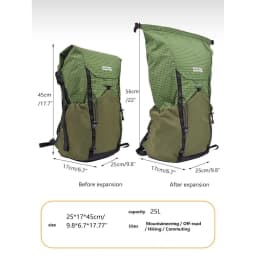 25L Ultralight Backpack UHMWPE XPAC Foldable Hiking Backpack - Anti-Slash Roll-Top Daypack Casual Trekking Rucksack Only 450g
