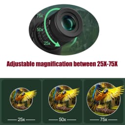 BORWOLF 25-75x80 Telescope Spotting Scope Powerful Zoom Monocular BAK4 Waterproof For Bird Watching Target Shotting With Tripod