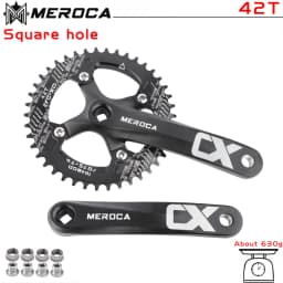 MEROCA Square taper crankset 104bcd Chainring 170mm MTB bicycle Square crank with 104 bcd Round narrow wide chainring