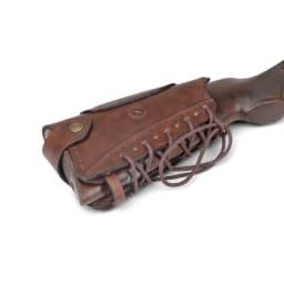 Tourbon Vintage Leather Gun Buttstock Cover Rifle Cheek Rest Riser Pad Rope Closure Adjustable Brown Hunting Accessories