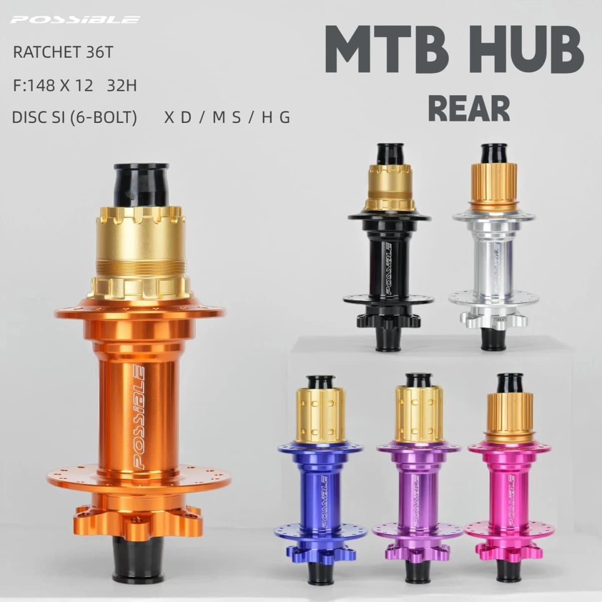 MTB Rear Hub 32H 36T Alloy Boost148mm XD HG MS Freewheel 6 Colors Lightweight Mountain Bike Bicycle Cycling Parts Back Wheel Hub