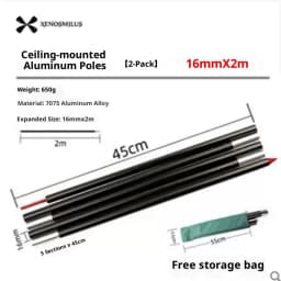 Telescopic Tent Poles Set of 2 Universal Adjustable Aluminium Camping Awning Poles Sun Sail Shelter Rods Tarp Tent Accessories