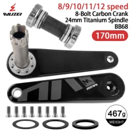 WUZEI Road Bike Carbon Crank 24mm Spindle 165 170mm Bicycle Crankset 8 Bolts Direct Mount Speed Bike Sprocket for Shimano R8000