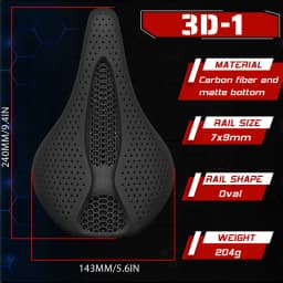 BUCKLOS Ergonomic Road Bike Saddle Carbon Fiber 3D Printed Ultralight Racing BIke Saddle Breathable 3D-Printed Bike Seat Part