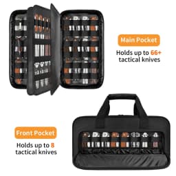 Tactical Knife Storage Bag Knives Display Bag 74+ Pocket Knife Organizer Soft Storage Case with 3 Different Size Slots