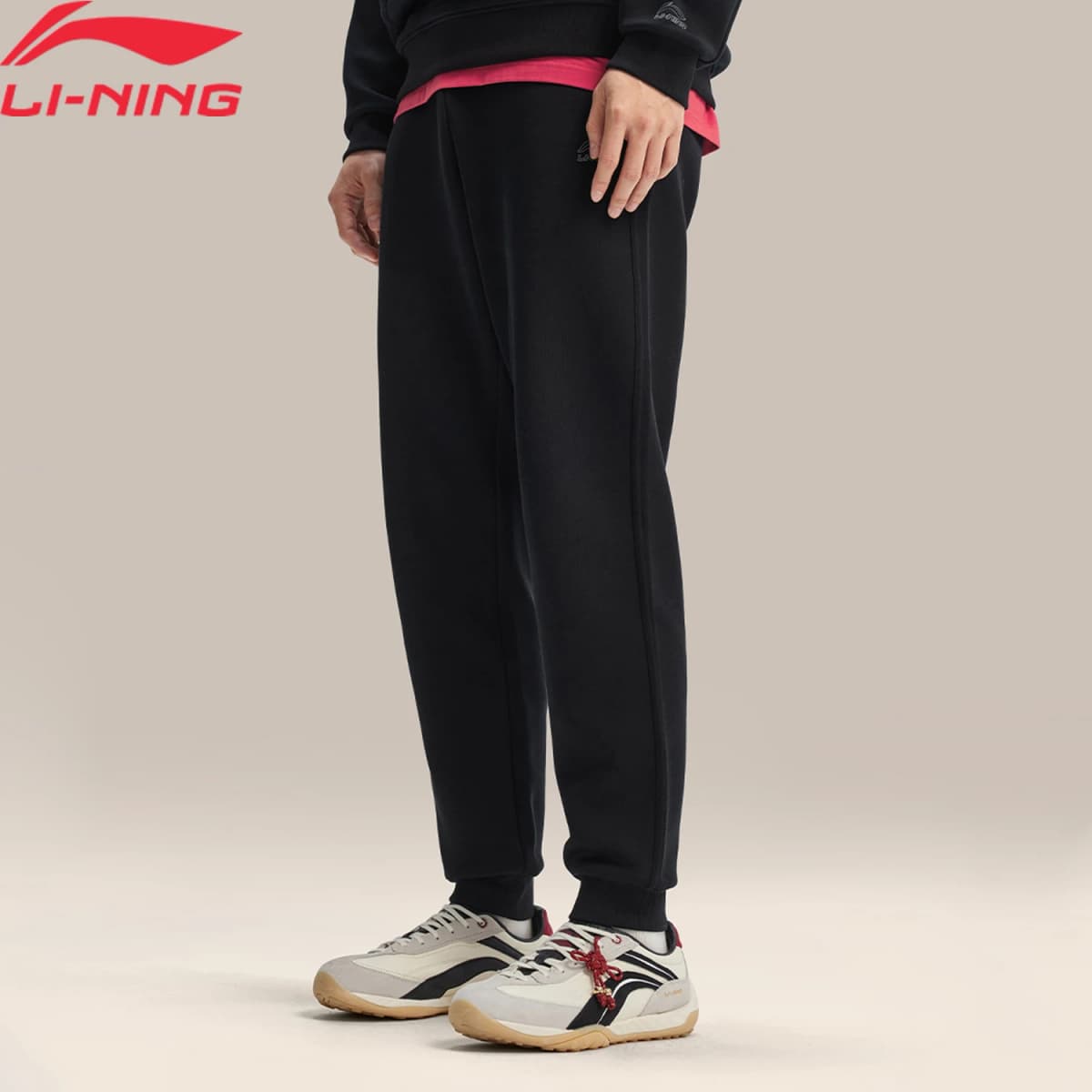 Li-Ning Men's Sports Style Sweatpants LN BASE DRY 46%Cotton 42%Polyester 12%Viscose Comfortable LiNing Casual Trousers AKLW067
