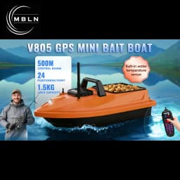MBLN Mini GPS Bait Boat – 24 Waypoints, Beidou/GPS Navigation, Auto Return, Cruise Control, Quiet Dual Motor, Water Temp Sensor