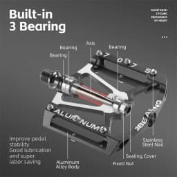 WEST BIKING Ultralight Cycling Pedals 3 Bearing MTB Road Bike 7075 Aluminum Alloy Non-slip Flat Pedal Multicolor Cycling Parts
