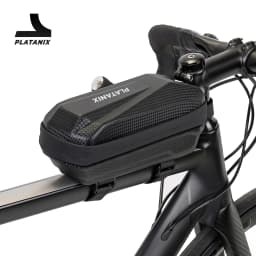 PLATANIX TZ05 Bike Top Tube Bag, PU EVA Hard Shell Storage Pouch with Dual Zippers, Mesh Pocket & Straps for Road Cycling & MTB