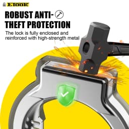 ETOOK Bicycle Horseshoe Lock Anti-Drill Bicycle Frame Wheel Clamp Lock Hardened Steel Anti-theft Bike Lock for 3" Fat Tire Bike