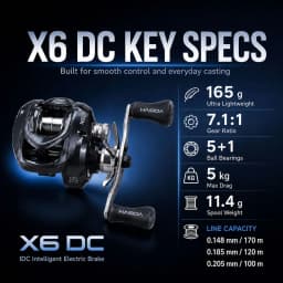 HASIDA X6 DC Baitcasting Reel with IDC Digital Brake System Anti-Backlash Casting Reel Carbon Frame Lightweight Fishing Reel