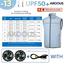 AKOOUS 12V/5V USB 4 Fans Cooling Vest Men Wearable Air Conditioned Clothes for Outdoor Work Fishing Hiking Loose Cool Vest