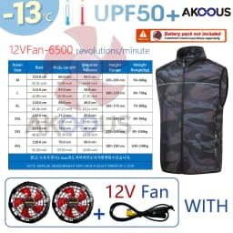 AKOOUS 12V/5V USB 4 Fans Cooling Vest Men Wearable Air Conditioned Clothes for Outdoor Work Fishing Hiking Loose Cool Vest