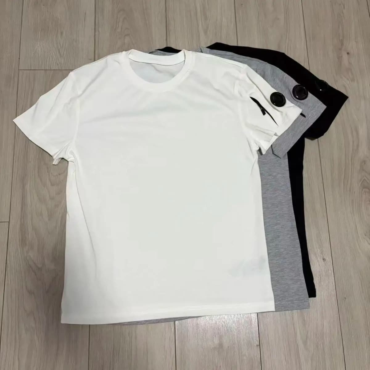 CP Couple round neck T-shirt, cotton sweatshirt, sports casual shirt, pocket loose workwear T-shirt, solid color European size