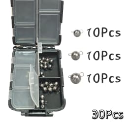 30Pcs 1g-1.5g-2g Tungsten Fishing Weights Kit with Black Box, Swivel Round Ball Cheburashka Sinkers Fishing Tackle Accessories