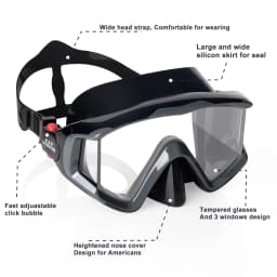Adult Panoramic Diving Mask, High-Definition Glass LensDiving Mask , Silicone Leak-Proof Snorkel Mask
