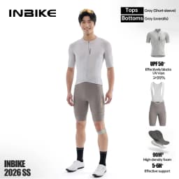 INBIKE Pro Men's Cycling Suit Short Sleeve Jersey Bib Shorts with Pockets Breathable Summer Road Bike Bicycle Clothing Quick Dry