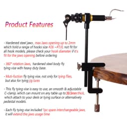 1PC 360° Rotation C-Clamp Fly Tying Vise Hardened Steel Jaws Jig Lure Making Tool Dry Wet Nymph Streamer Fishing Lure Tying Tool