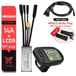 KT Ebike Sinewave Waterproof Controller 36V48V 250W350W500W1000W1500W LCD5 TF01U Display Electric Bicycle Conversion Kit Parts