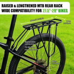 RBRL Bicycle Cargo Rack Rear Bike Rack 75kg Heavy Duty Aluminum Iron Rear Pannier Rack for 24" 26"27.5"/700C/29" MTB City Bikes