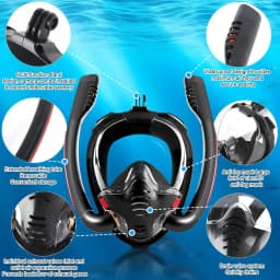 Adult Snorkelling Mask, Dual-Tube Swimming Mask, Silicone Inner Seal, Dry-Breathing System, Outdoor Beach Free-Diving Equipment