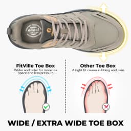 Fitville Outdoor Hiking Shoes Water-Resistant Extra Wide Trekking Climbing Shoes For Men Heigh Rebound Cushioning Sneakers