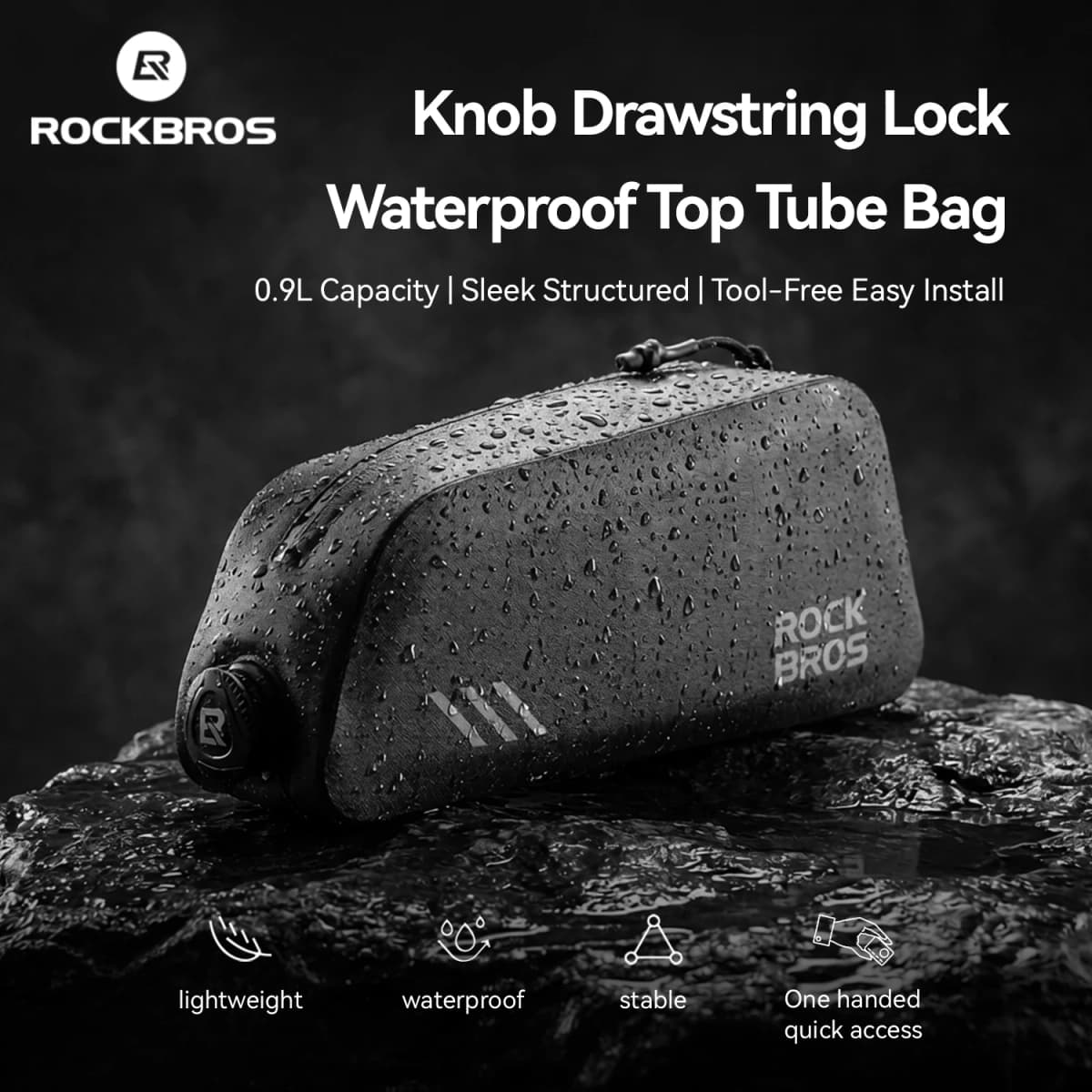 ROCKBROS Bicycle Top Tube Bag Lightweight Waterproof 0.9L Capacity Bag Item Storage Tools Bag Bike Frame Bag Bike Accessories