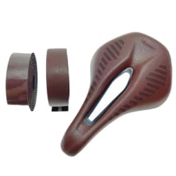 Retro Bicycle Saddle MTB Bike Saddle 155mm with Bike Bar Tape Road Bike Bicycle Brown Color / Steel Saddle Rails Bicycle Cycling