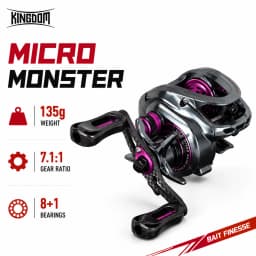 KINGDOM 135g Micro Monster Baitcasting Fishing Reel Ultralight Carbon Fiber Two Spools 7.1:1 8+1BB Max Drag 4KG Fishing Coil