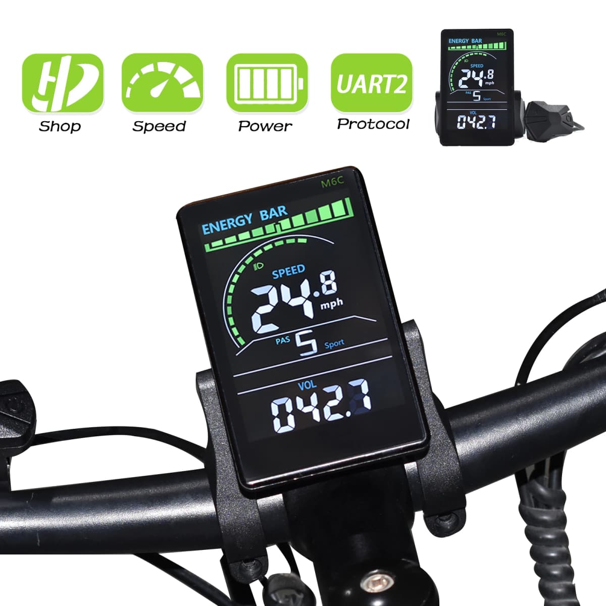 M6C Odometer Applicable To UART2 Electric Bike Bicycle Computer Wired Speedometer Waterproof Bicycle Computer