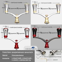Heighten Spinning Reel Double Rocker Arms - 80/98mm Axle Spacing, 20mm Knob Diameter | Fits Daiwa & Shimano Reel Mod Parts