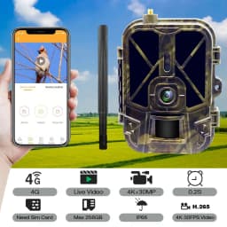 4K 120MP 4G Tracking Hunting Camera with Night Vision APP Control SMTP 8000mAh Lithium Battery for Wildlife Reconnaissance