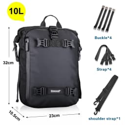 Rhinowalk Motorcycle Back Seat Bag 10L/20L/ 30L Waterproof Motor Side Tail Pannier Bag Luggage Backpack with Rainproof Inner Bag
