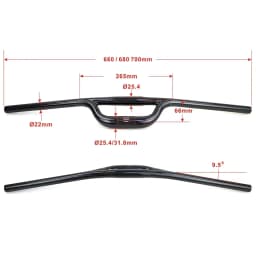 New Foled Bike 3K Full Carbon Fibre Bicycle Handlebar 9.5 Degrees Backsweep Double Tube Carbon Handlebar MTB 66mm Rise
