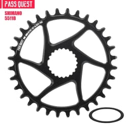 PASS QUEST ROUND Black and Silver Narrow Wide Chainring 30T-44T for SHIMAN* M6100 M7100 M8100 M9100 Direct Mount Crank