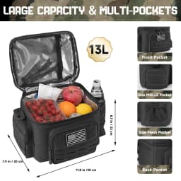 Tactical Thermal Cooler Bag Outdoor Heavy Duty Lunch Box Work Leakproof Insulated Durable Lunch Bag for Men Meal Camping Picnic