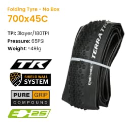 Continental Terra Trail 700x40C 45 50C Tubeless Ready Road Bicycle Tire Black/Cream/Brown 3/180 TPI Folding Tyre Nobox Pure Grip