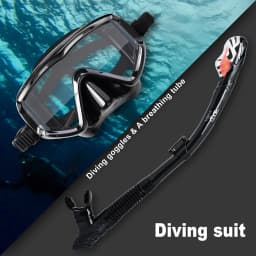 Snorkel Set Adult Professional Snorkeling Goggles Anti-Fog Diving Mask with Dry Top Snorkel, Pano 3 Windows Snorkel Diving Mask