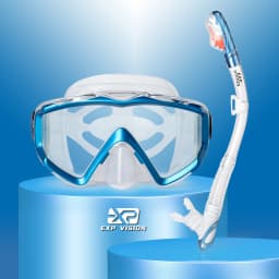 Snorkel Set Adult Professional Snorkeling Goggles Anti-Fog Diving Mask with Dry Top Snorkel, Pano 3 Windows Snorkel Diving Mask