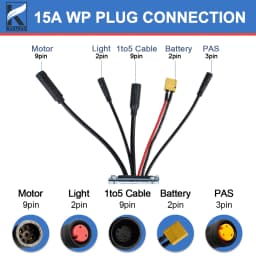 15A KT Ebike Sinewave Controller Waterproof Plug with KT Display For 250W E-Bike Brushless Motor Kit