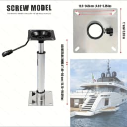 KOETSU Boat Seat RV Seat Base Set, Screw Rotating Pneumatic Adjustable Lifting Base, Easy and Convenient Installation