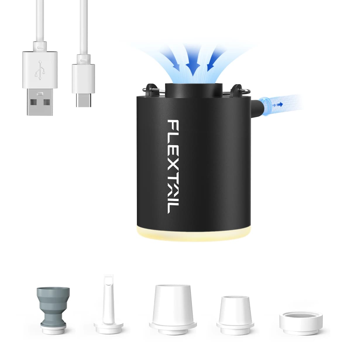 FLEXTAILGEAR TINY PUMP X 2024 |Ultra-Light Rechargeable Air Pump with Camping Light for Pool Floats, Air Mattress & Vacuum Bags