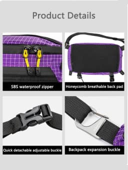 HIKEMAN Outdoor Chest Bag UHMWPE Cycling Sports Crossbody Bag Hiking Travel Hanging Pack for Backpack Expansion Upgraded V2.0